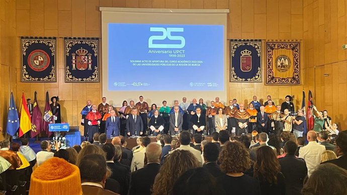 Imagen del acto de apertura del curso académico 2023-24 de las Universidades públicas de la Región de Murcia