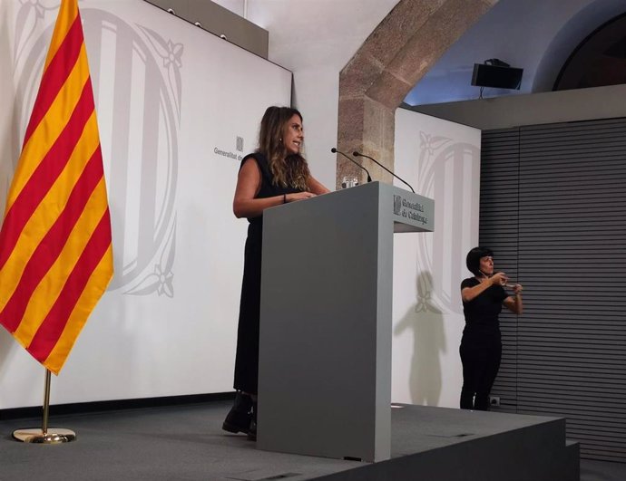 La portavoz del Govern de la Generalitat, Patrícia Plaja, en la rueda de prensa de este martes posterior a la reunión semanal del Consell Executiu.