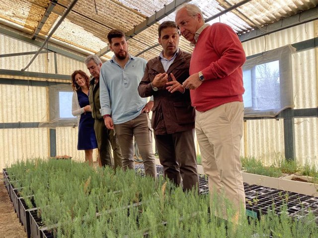 El delegado de Sostenibilidad, Medio Ambiente y Economía Azul de la Junta en Huelva, Pedro Yórquez, durante su visita al vivero de plantas 'Las Tobas y Alberquillas', en Higuera de la Sierra.