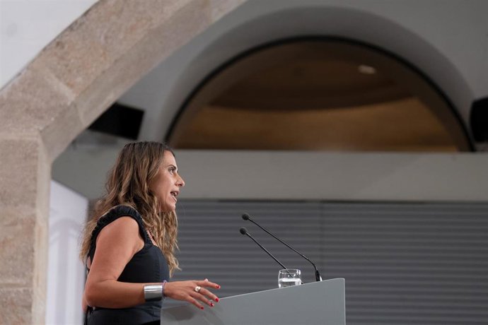 La portavoz del Govern de la Generalitat, Patrícia Plaja, ofrece una rueda de prensa posterior a una reunión del Consell Executiu, en el Palau de la Generalitat, a 26 de septiembre de 2023, en Barcelona, Catalunya (España). La portavoz del Govern, Patrí