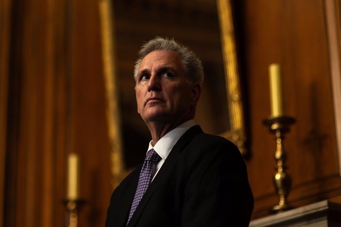 29 September 2023, US, Washington: Speaker of the United States House of Representatives Kevin McCarthy speaks during a press conference about the government shutdown and the border crisis at the US Capitol. Photo: Branden Camp/ZUMA Press Wire/dpa