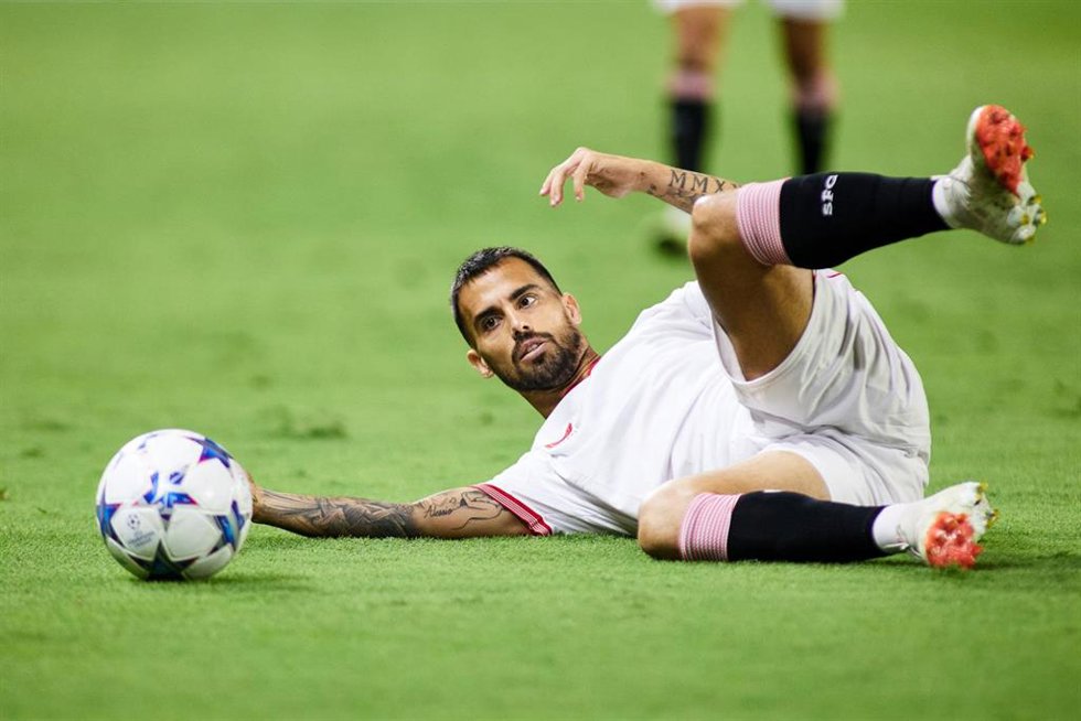 Suso, durante un partido del Sevilla FC en la Champions League.
