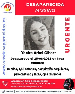 Sigue la búsqueda de una adolescente desaparecida desde agosto en Inca (Mallorca).
