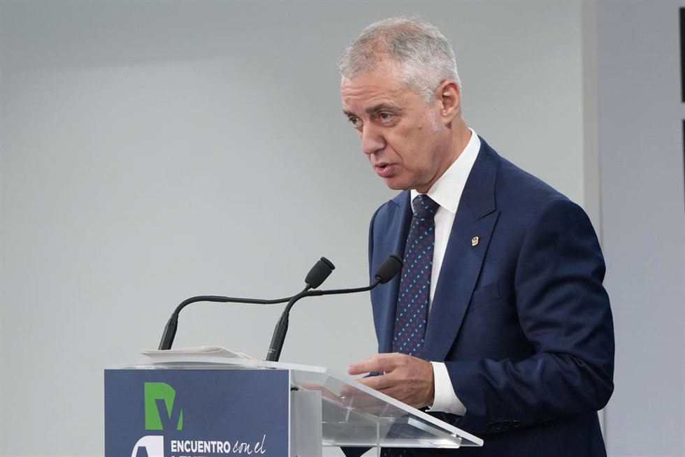 El Lehendakari, Iñigo Urkullu, participa en un desayuno de El Diario Vasco, a 4 de octubre de 2023, en San Sebastián, Guipúzcoa, País Vasco (España). El foro se desarrolla bajo el título Encuentro con el Lehendakari'.