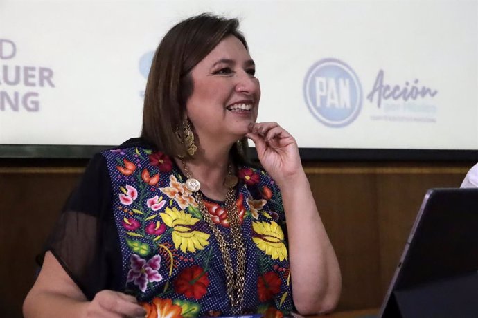 September 25, 2023, Mexico City, Mexico: Senator and presidential candidate for the Broad Front for Mexico, Xochitl Galvez at the presentation of the series: "Democracy, Humanism and Indigenous Peoples", at the National Executive Committee of the Nation