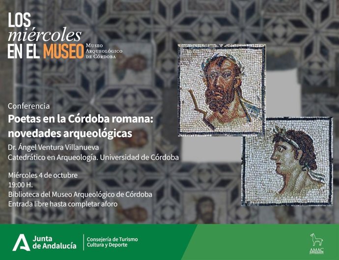 Imagen promocional de la conferencia sobre poetas de la Córdoba romana que acoge el Museo Arqueológico.