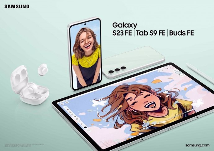 La nueva gama de dispositivos Fan Edition de Samsung, que integra Samsung Galaxy S23 FE, Galaxy Tab S9 FE y Galaxy Buds FE.