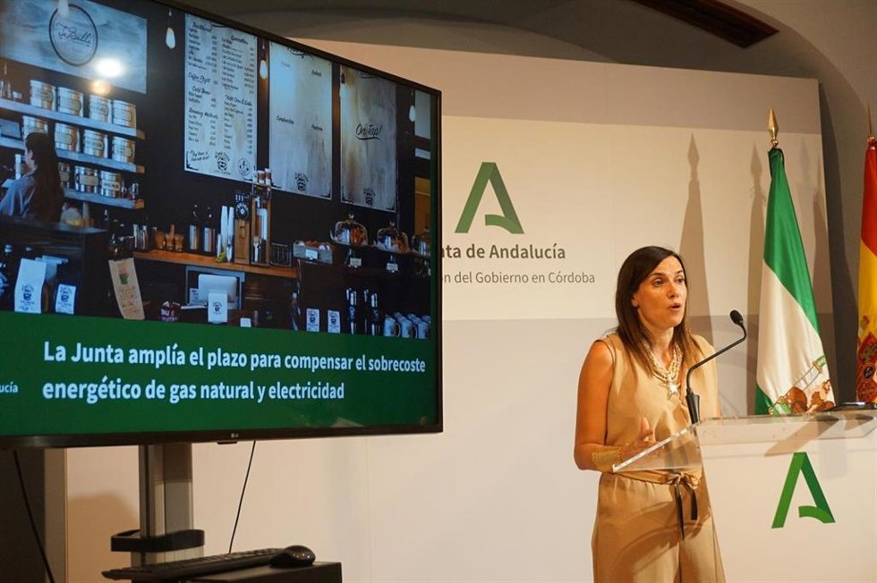 La delegada de Empleo, Empresa y Trabajo Autónomo de la Junta de Andalucía en Córdoba, María Dolores Gálvez, en la presentación.