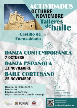 Cartel de los talleres de baile organizados por la Diputación de Valladolid.