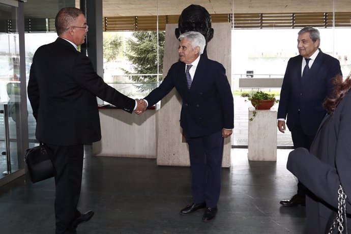 Pedro Rocha durante la reunión de trabajo junto a las Federaciones de Portugal y Marruecos por la candidatura del Mundial de 2030