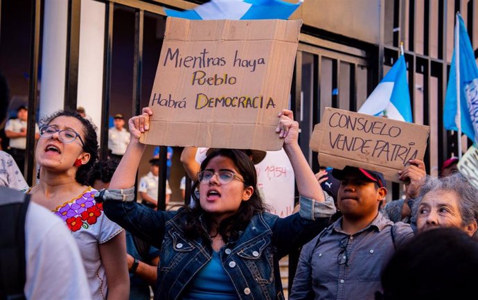 Archivo - Imagen de archivo de protestas en Guatemala.