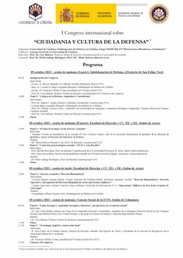 Cartel y programa del I Congreso Internacional sobre 'Ciudadanía y Cultura de la Defensa'.