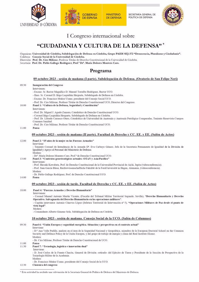 Derecho y Subdelegaci n de Defensa organizan en C rdoba el I