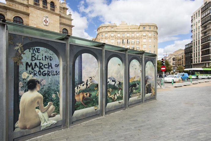 Obra de 'Ephemera' en la plaza de Zorrilla.