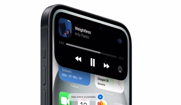 Isla dinámica en la pantalla de iPhone 15