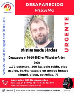 Cartel de aviso de la persona desaparecida publicado por @sosdesaparecido