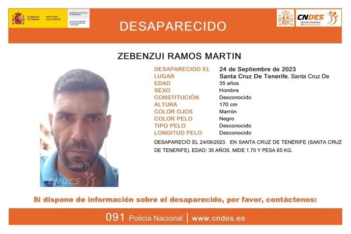 La Policía Nacional busca a Zebenzui Ramos, desaparecido en Santa Cruz de Tenerife