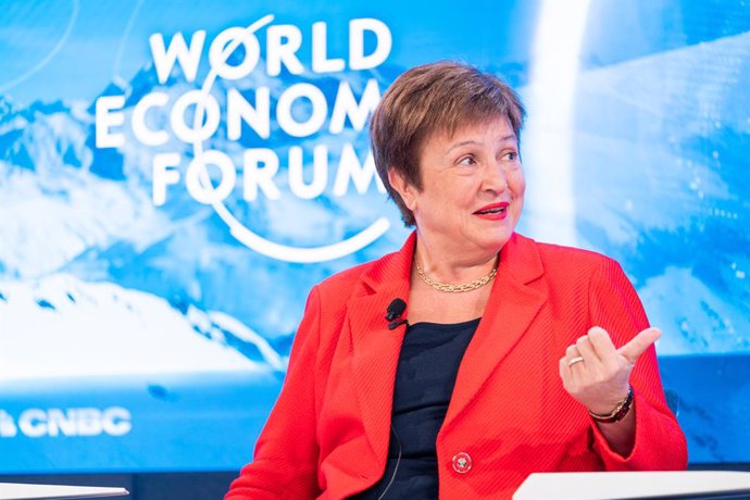 Archivo - HANDOUT - 22 January 2020, Switzerland, Davos: Kristalina Georgieva, Managing Director, International Monetary Fund (IMF), speaks during the Future of Financial Markets session at the 50th World Economic Forum annual meeting. Photo: Manuel Lop