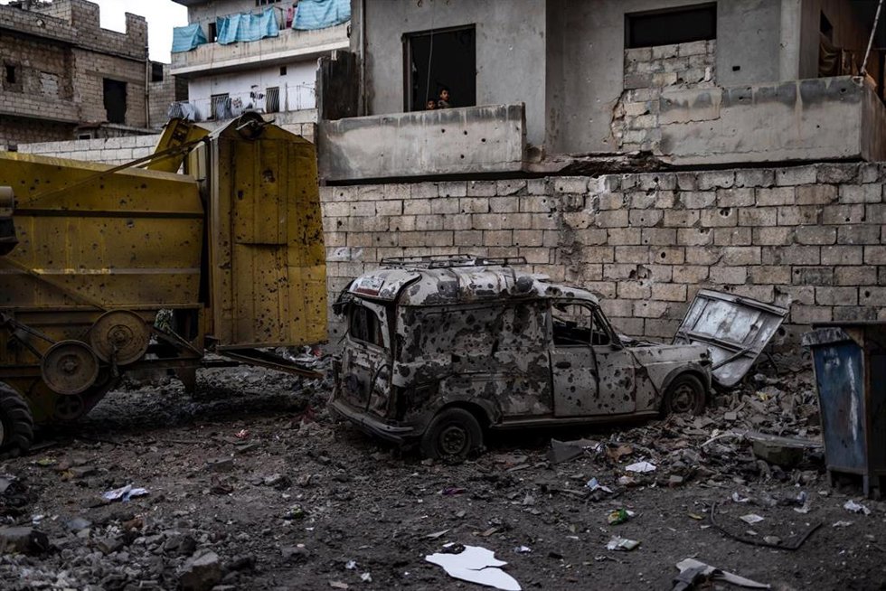 Ataque con misiles en la ciudad de Ariha en Idlib, Siria