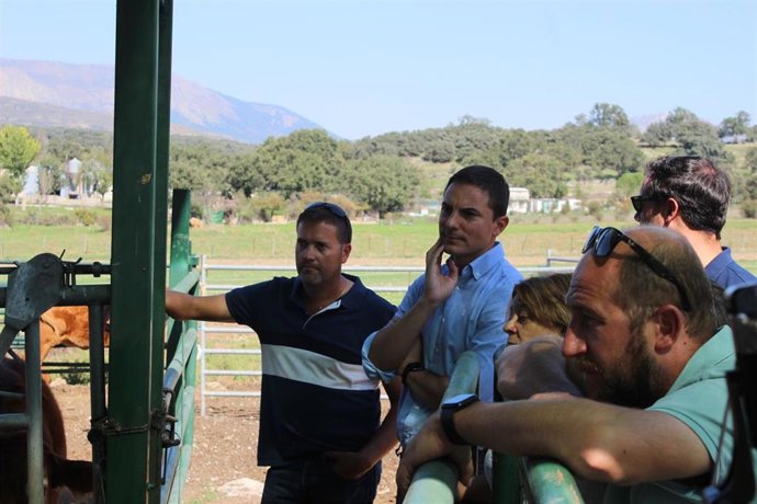 El portavoz de PSOE en la Asamblea, Juan Lobato, visita una explotación ganadera en la Sierra de Madrid
