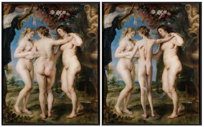 'Las tres Gracias', de Rubens, intervenida digitalmente por el fotógrafo Jorge Salgado.
