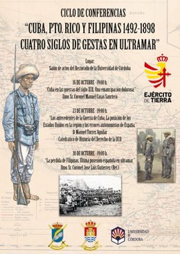 Cartel del ciclo de conferencias por los 125 años de las guerras de Cuba y Filipinas.