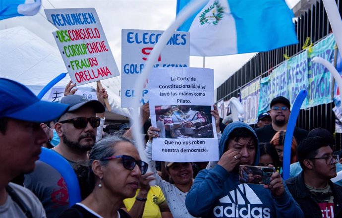 Manifestación en favor de la democracia en Guatemala.