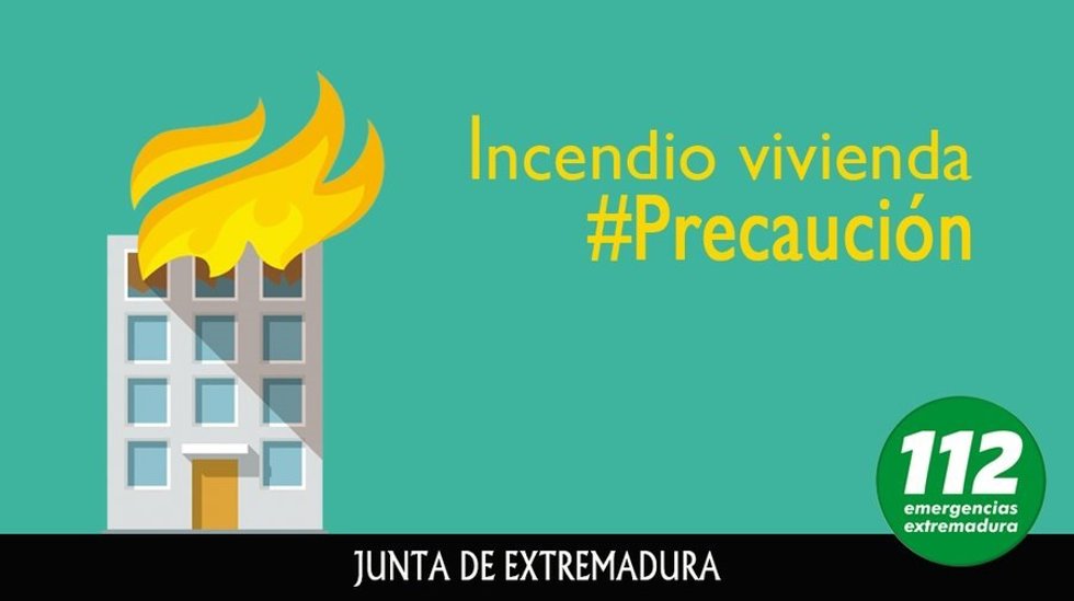 Cartel del 112 de precaución por inendio en una vivienda