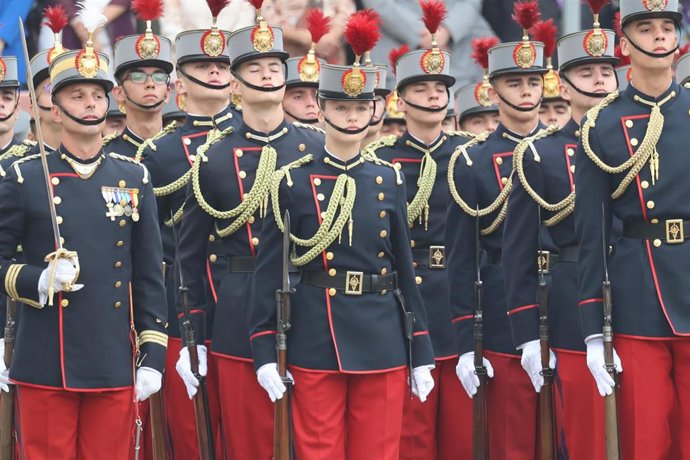 La princesa Leonor en la jura de bandera en el Patio de Armas de la Academia General Militar de Zaragoza a 07 de Octubre de 2023 en Zaragoza (España).