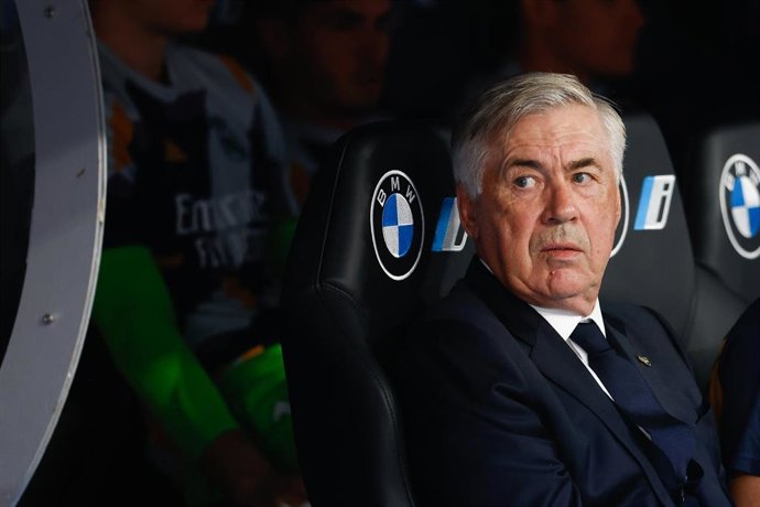Carlo Ancelotti, head coach of Real Madrid, looks on during the spanish league, La Liga EA Sports, football match played between Real Madrid and CA Osasuna at Santiago Bernabeu stadium on October 7, 2023, in Madrid, Spain.