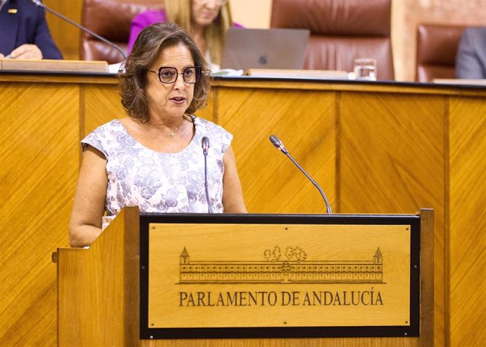 La consejera de Salud y Consumo, Catalina García, en una foto de archivo en el Pleno del Parlamento andaluz.