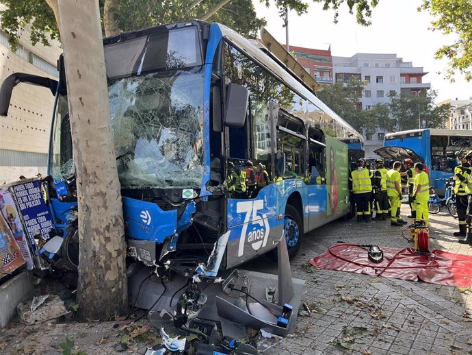 Accidente de un autobús en Madrid