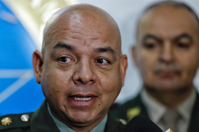 Bogotá. Agosto 15 de 2023. Presentación de resultados y rueda de prensa de la acción simultánea Antinarcótico' ofensiva operacional contra el narcotráfico desde un alcance global. En la foto: Br General Nicolás Alejandro Zapata Restrepo, Director