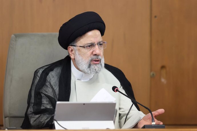 HANDOUT - 27 September 2023, Iran, Tehran: Iranian President Ebrahim Raisi speaks during a cabinet meeting. Photo: Mohammad Javad Ostad/Iranian Presidency/dpa - ATTENTION: editorial use only and only if the credit mentioned above is referenced in full