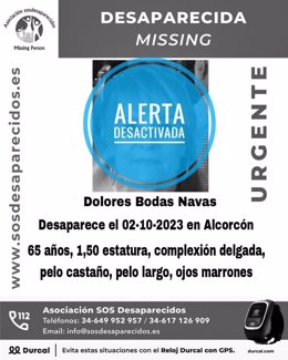 Encuentran en buen estado a la mujer de 65 años desaparecida hace una semana en Alcorcón
