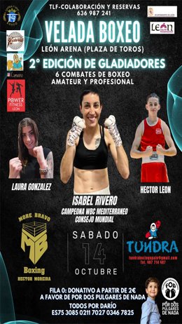 Cartel de la Velada de Boxeo que se celebrará en León.