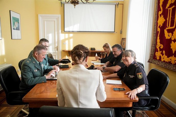 Reunión de la delegada del Gobierno en Cantabria con representantes de las Fuerzas y Cuerpos de Seguridad del Estado para analizar el plan director para la convivencia escolar