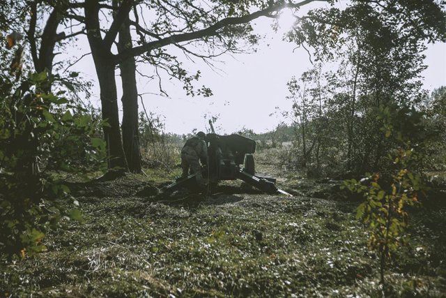 September 20, 2023, Chasiv Yar, Ukraine: A Ukrainian soldier prepares to fire grad missiles in the direction of Bakhmut.