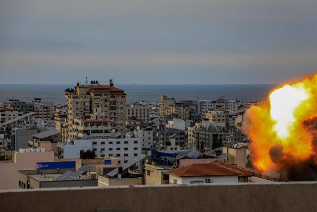 November 15, 2018, Gaza, Palestine: (INT) Smoke and flames billow after Israeli forces hit a high-rise tower in Gaza City. October10, 2023, Gaza, Palestine: Palestinian militants have started a ''war'' against Israel, infiltrating by air, sea and land fro