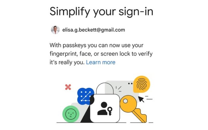 Inicio de sesión en cuenta de Google con clave de acceso