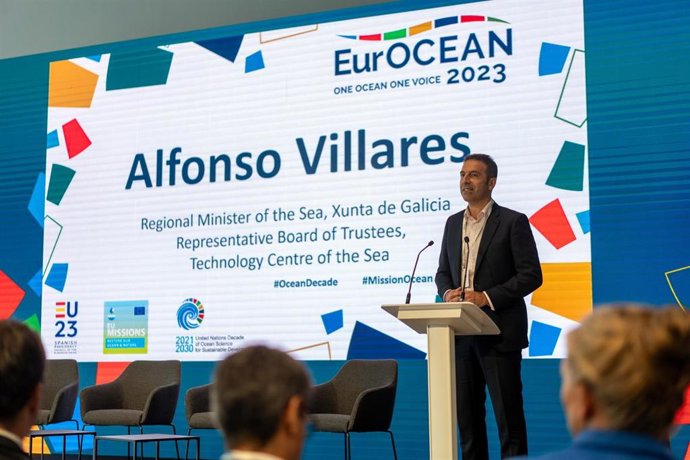 El conselleiro do Mar, Alfonso Villares, en la inauguración de la conferencia EurOcean 2023 en Vigo.