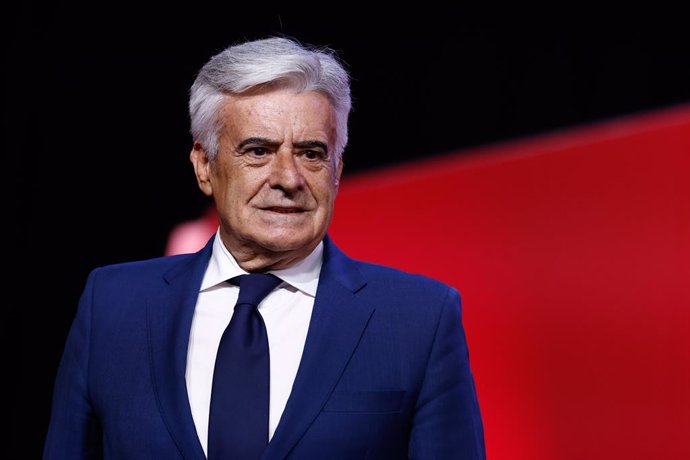 Pedro Rocha, President of Spanish Football Federation RFEF, during the Montse Tomes Official Presentation and First List as Absolute National Coach of Spain Women Team at Ciudad del Futbol on September 18, 2023, in Las Rozas, Madrid, Spain.