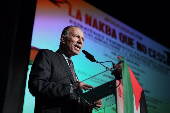 Archivo - May 19, 2023, Barcelona City, The Barcelona Strip, Spain: The event commemorating the 75th anniversary of the Palestinian Nakba, in the presence of the Palestinian ambassador, Husni Abdel Wahed, and the head of the community in Catalonia, Nata