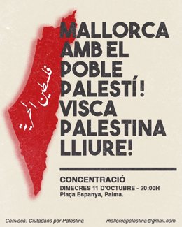Convocan una concentración en Palma de apoyo a Palestina.