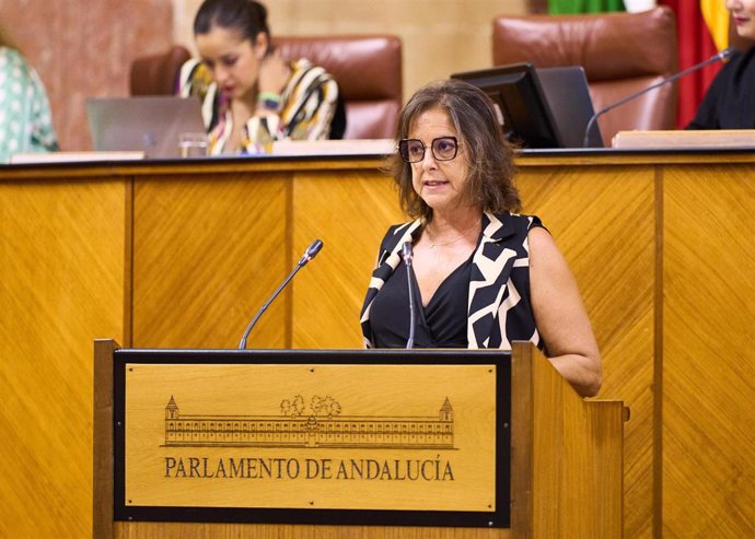La consejera de Salud y Consumo, Catalina García, comparece en el Pleno del Parlamento andaluz.