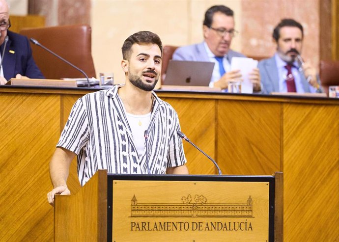 El parlamentario de Por Andalucía José Manuel Gómez interviene en el Pleno de la Cámara.