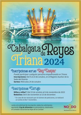 Cartel anunciando el sorteo para el Rey Gaspar de la cabalgata de Triana, en Sevilla.