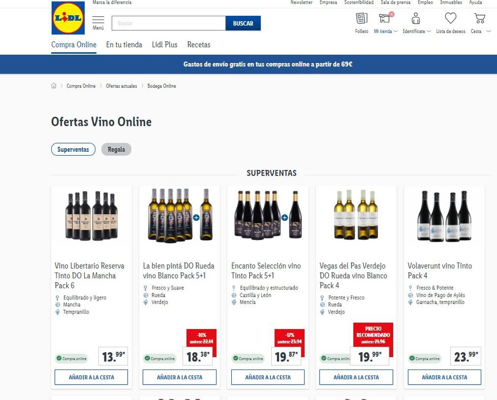 Bodega online de Lidl