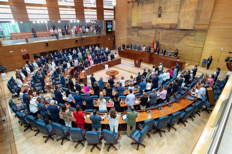 Vista del hemiciclo en un Pleno en la Asamblea de Madrid.