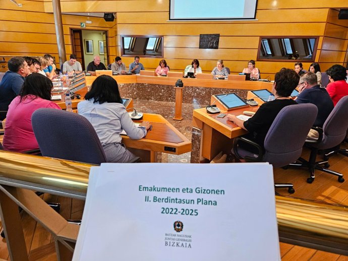 Reunión en las Juntas de Bizkaia para abordar las acciones del II Plan de Igualdad.